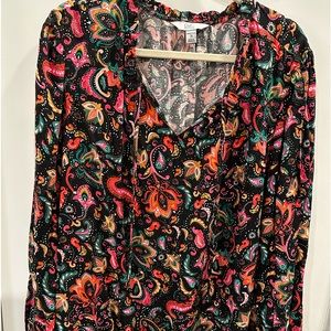 Croft and Barrow dress top size 2x black floral